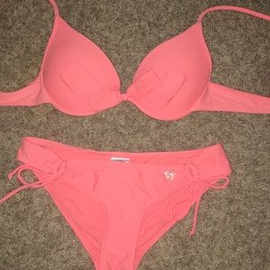 Neon orange swim set